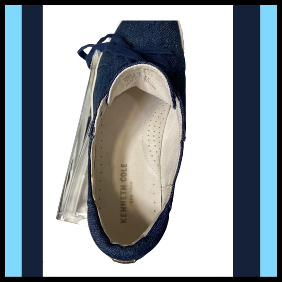 KENNETH COLE NY KAM DENIM W/Gold on Heels Sz 6.5 - Picture 6 of 10